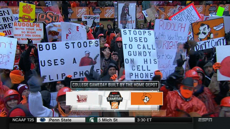 Illustration for article titled Stoops Rhymes With Poops: Your Stillwater College GameDay Sign Roundup